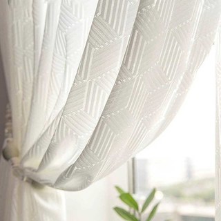 Shape Up Ivory White Lace Net Curtain 1