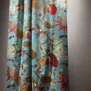 Summer Blooms Luxury Jacquard Teal Floral Blackout Curtain 4