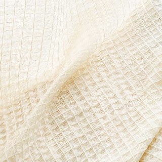 Woven Knit Cotton Blend Waffle Patterned White Heavy Voile Curtain
