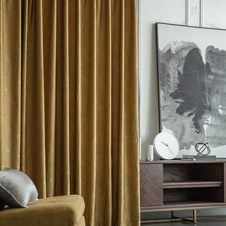 Oriental Fans Luxury Art Deco Jacquard Patterned Gold Curtain 2