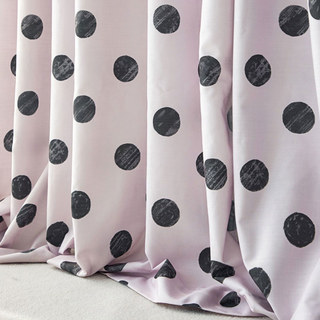 Black & Light Lilac Polka Dot Print Curtain