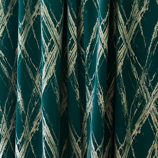 Brush Strokes Jacquard Dark Green & Cream Curtain 2