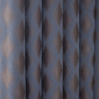 Timeless Diamond Jacquard Blue & Brown Geometric Curtain 3