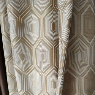 Hive Double Sided Hexagon Geometric Cream Mocha Curtain 1