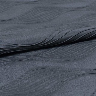 Surf 3D Jacquard Wave Patterned Black Crushed Curtain 7