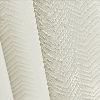 Japanese Ivory White Chevron Wave Geometric Mirror Voile Curtain