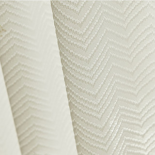 Japanese Ivory White Chevron Wave Geometric Mirror Voile Curtain
