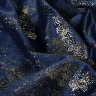 Sparkle Life Gold Glitter Blue Velvet Blackout Curtain