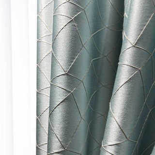 Capriccio Luxury 3D Jacquard Geometric Duck Egg Blue Curtain