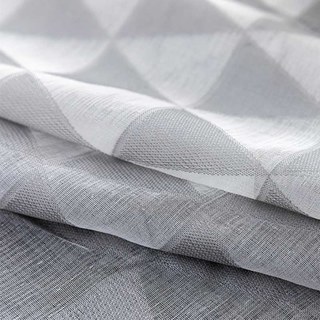 Romantic Dimension Grey and White Triangles Geometric Voile Curtain 4