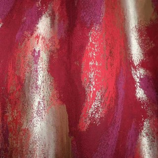 Dazzling Brushwork Luxury Jacquard Red & Gold Abstract Curtain 3
