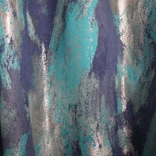 Dazzling Brushwork Luxury Jacquard Teal & Blue Abstract Curtain 3