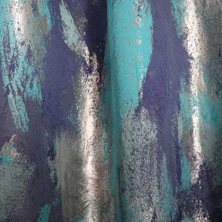 Dazzling Brushwork Luxury Jacquard Teal & Blue Abstract Curtain 4