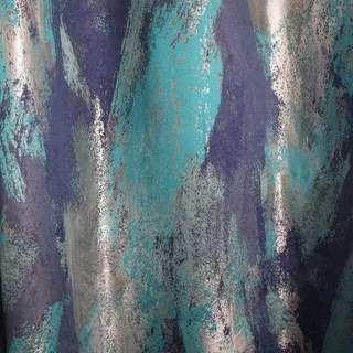 Dazzling Brushwork Luxury Jacquard Teal & Blue Curtain 3