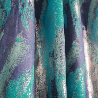 Dazzling Brushwork Luxury Jacquard Teal & Blue Curtain 1