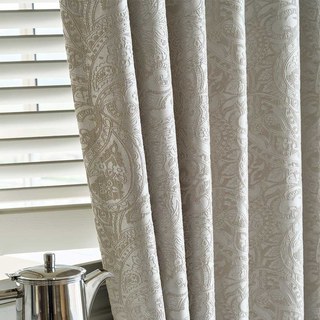 Enchanting Paisley Luxury Jacquard Cream Blackout Curtain