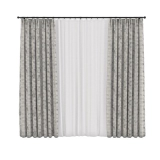 Enchanting Patchwork Luxury Jacquard Pearly Grey Geometric Curtain 4