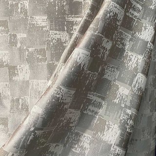 Enchanting Patchwork Luxury Jacquard Pearly Grey Geometric Curtain 2