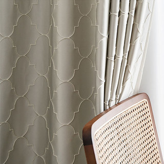 Moroccan Tile Trellis Champagne Cream Geometric Curtain 3