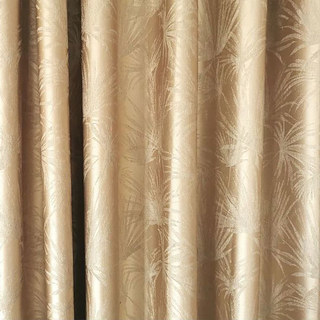 Tropicana Palm Leaf Luxury Cream Gold Blackout Curtains 6