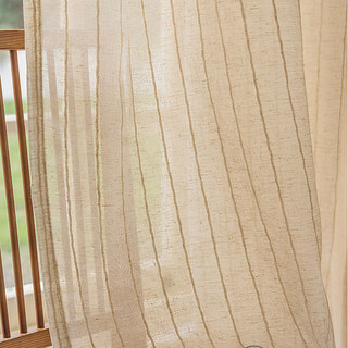 Idyll Striped Oatmeal Linen Voile Curtain 2