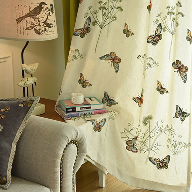 Butterfly Garden Floral Embroidered Curtain 1