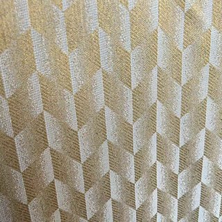 Fancy Rhombus Luxury Jacquard Geometric Mustard Yellow Curtain 4