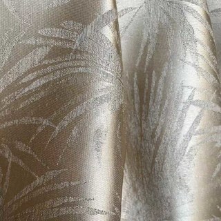 Tropicana Palm Leaf Luxury Cream Gold Blackout Curtains 2