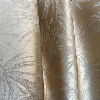 Tropicana Palm Leaf Luxury Cream Gold Blackout Curtains 3