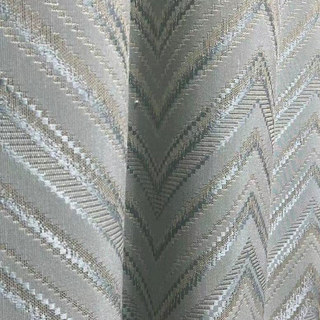 Chic Chevron Art Deco Duck Egg Blue Glitter Curtains