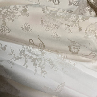 Enchanted Garden Rose & Butterfly Floral Ivory White Voile Curtain 6