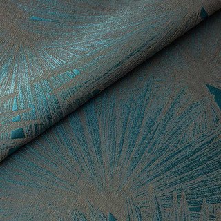 Fan Palm Leaves Luxury Jacquard Teal Blackout Curtain 4