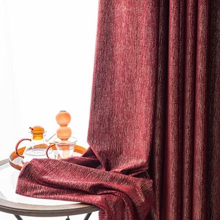 Gilded Age Scarlet Red Blackout Velvet Curtain with Gold Stripes