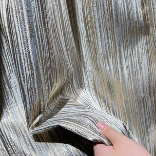 Gilded Stripes Subtle Textured Gray and Gold Striped Curtain 3