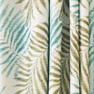 Palm Tree Leaves Blue Print Floral Curtain