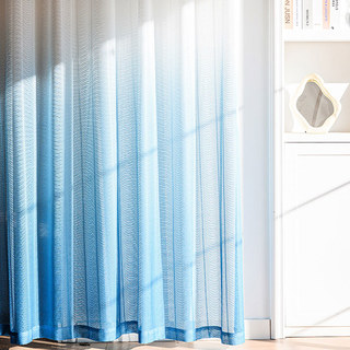 Reef Ripple Ombre Blue Voile Curtain 2
