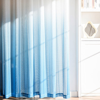 Reef Ripple Ombre Blue Voile Curtain 3