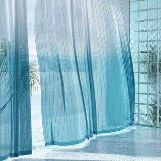 Reef Ripple Ombre Blue Voile Curtain 1