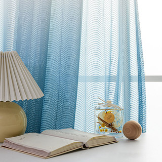 Reef Ripple Ombre Blue Voile Curtain 4