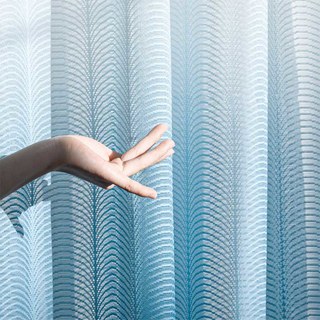 Reef Ripple Ombre Blue Voile Curtain 5