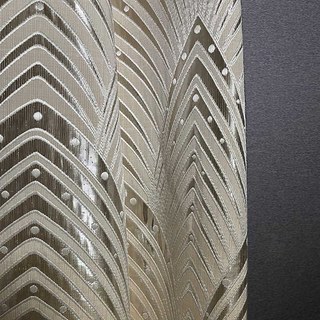Roaring Rhythms Art Deco Geometric Beige Cream Curtains with Gold Details 3