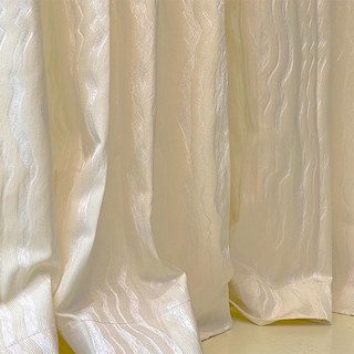 Satin Ripples Striped Textured Cream Off White Curtains