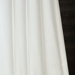 Serene Swirls Crinkle Crushed Ivory White Heavy Voile Curtain 1