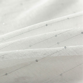 Silver Sequin Twinkle Striped White Sheer Voile Curtain 4