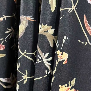 Twilight Songbird Black Velvet Floral Curtain 4