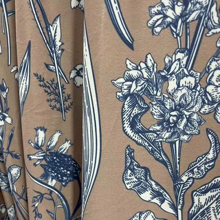 Velours Floraison Brown and Blue Velvet Floral Curtain 4