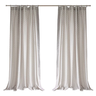 Enchanted Ogee Shimmering Geometric Light Grey Taupe Curtains 7