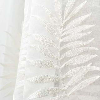 Leafy Whispers Embroidered Ivory White Voile Curtain 3