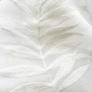 Leafy Whispers Embroidered Ivory White Voile Curtain 4