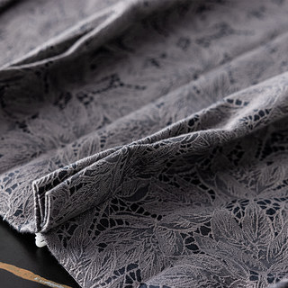 Allure Luxury Jacquard Charcoal and Midnight Blue Lace Curtain 7
